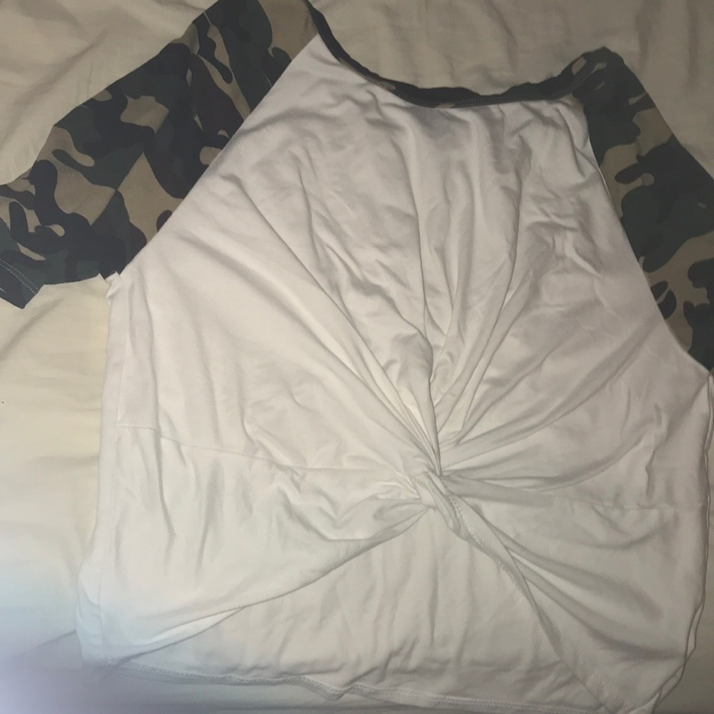 Army white crop top ❤️❤️